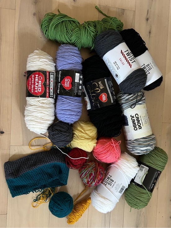 Other - 16 Assorted Yarn Destash Bundle Skeins and Balls with Partial Panel